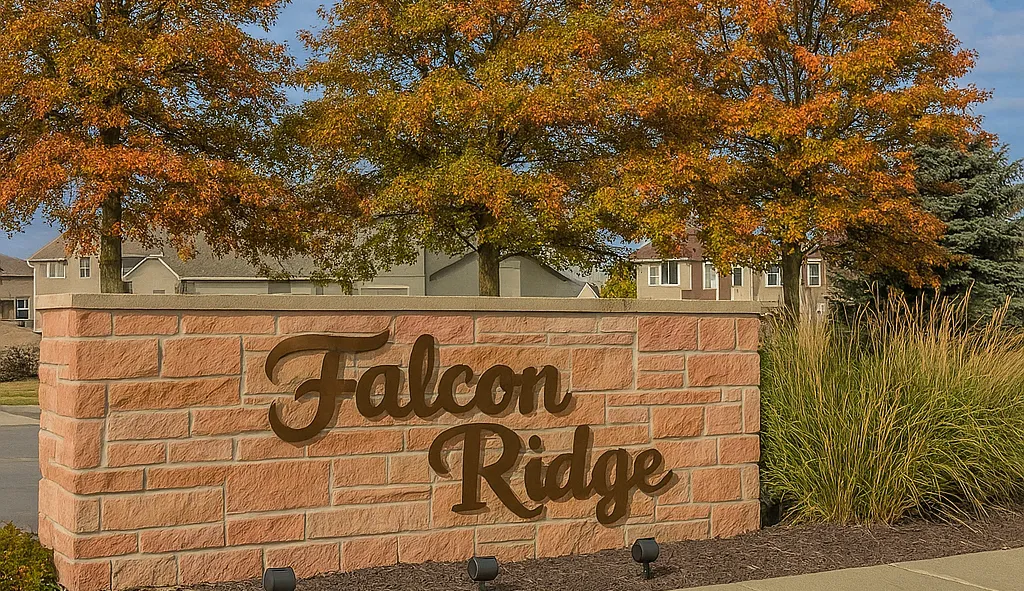 Falcon Ridge neighborhood entrance in autumn